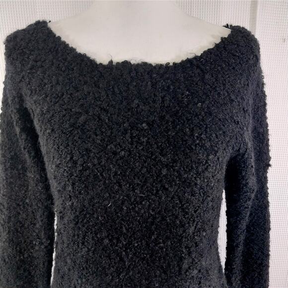 NWT! EXPRESS! FLUFFY SOFT BLACK MOHAIR, WOOL+ SCOOP NECK PULLOVER SWEATER! SZ M - Picture 3 of 11